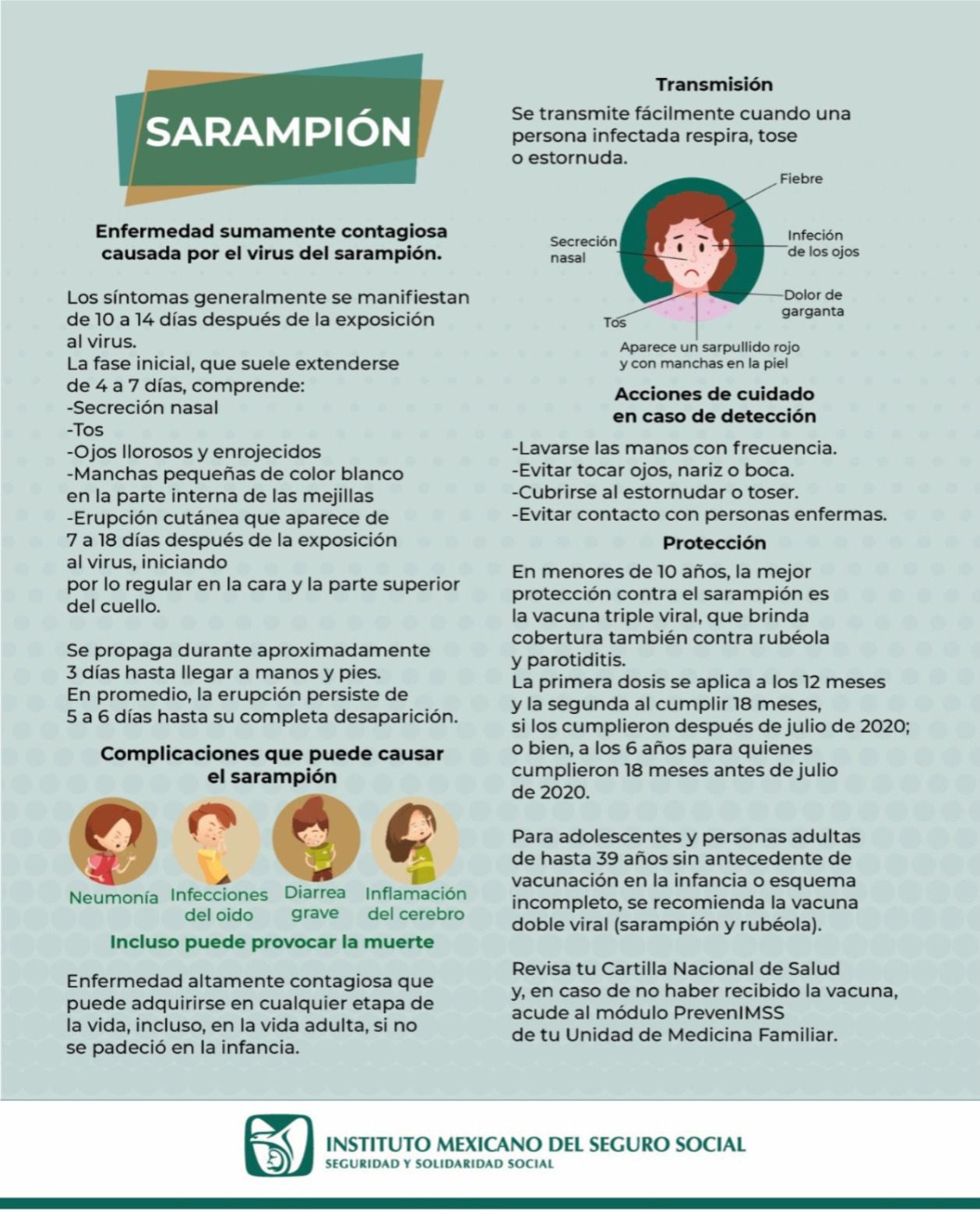Exhorta IMSS Veracruz Sur a prevenir contagios por sarampión