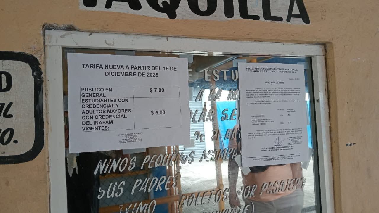 Aumentan tarifas del transporte fluvial en Coatzacoalcos