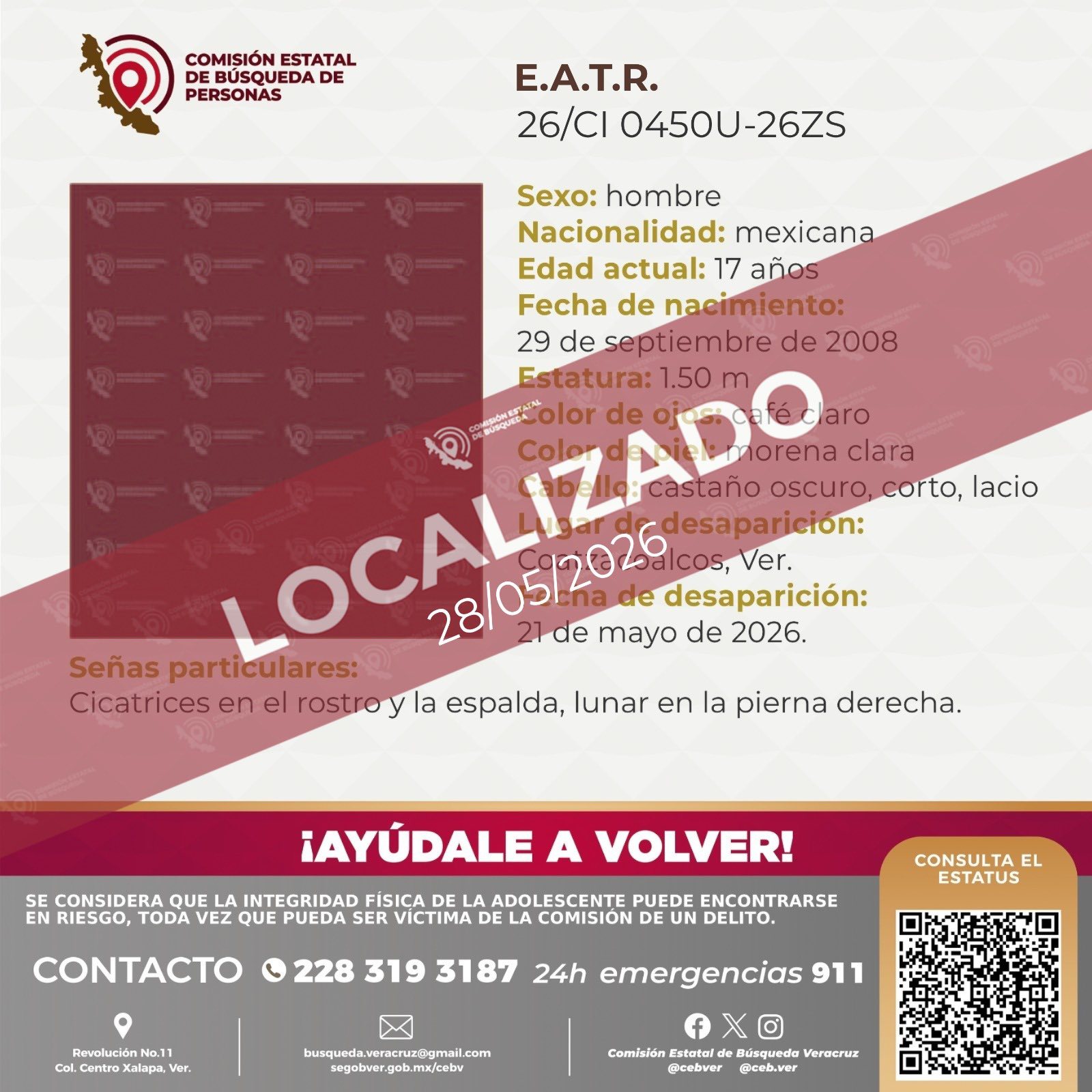Localizan a Edwin Aldair tras activación de Alerta Amber