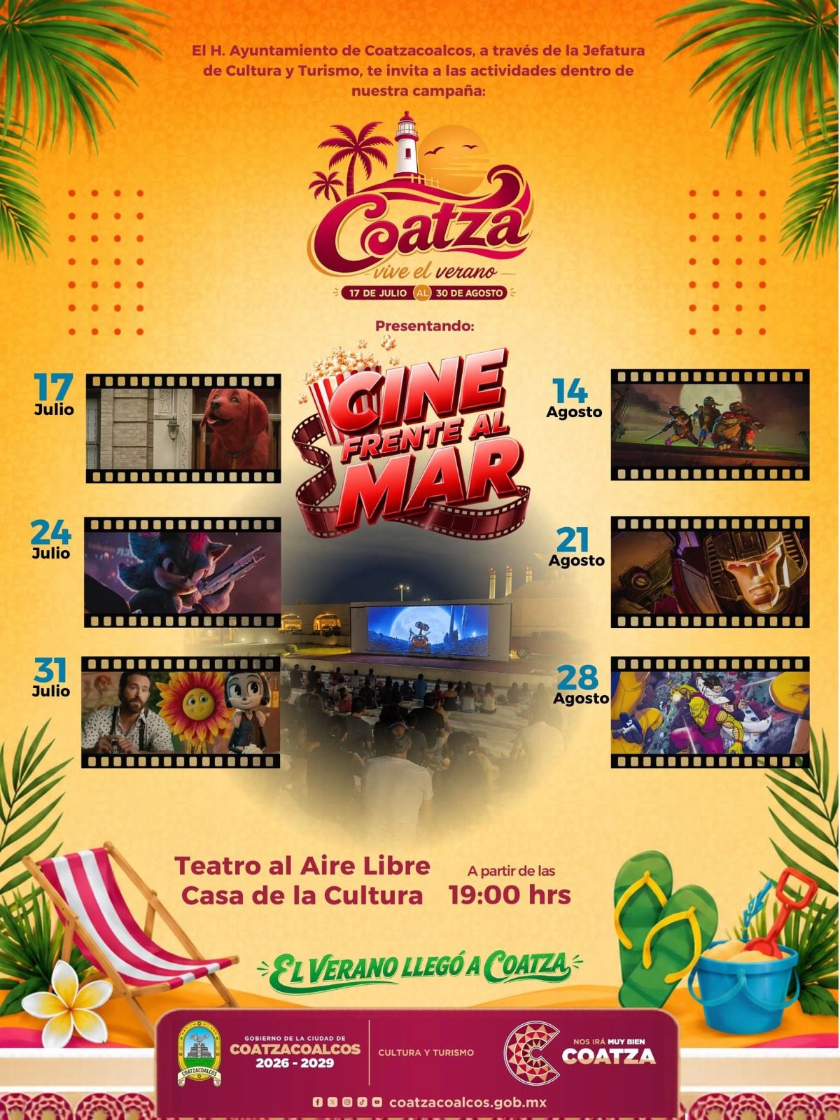 Coatza Vive el Verano 2026: cine y cultura