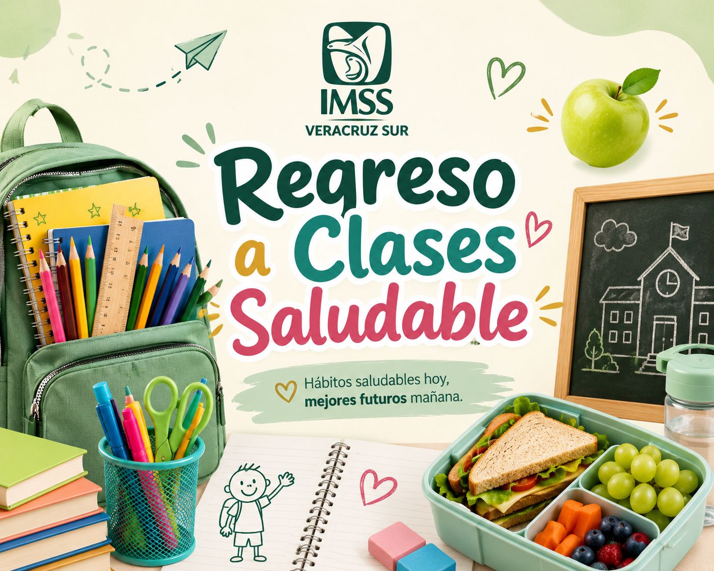 Recomienda IMSS Veracruz Sur tres hábitos saludables al regreso a clases: desayunar, lunch saludable y dormir bien